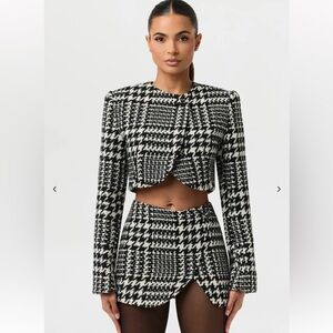 Naked Wardrobe Houndstooth Skirt Set